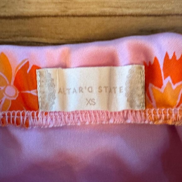 Altar'd State Satin Maxi Skirt Slit Pink Orange A-Line Extra Small Womens - Picture 3 of 5